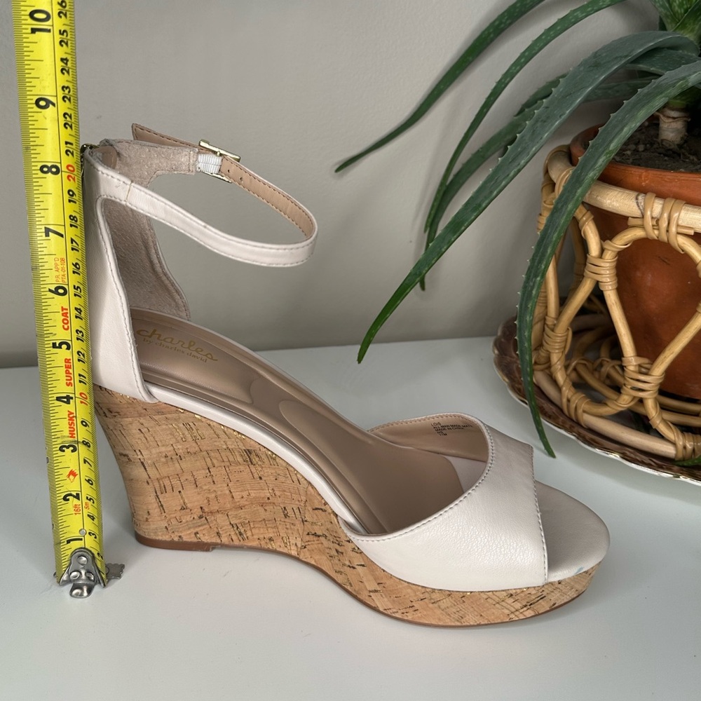 Charles by Charles David Lois Nude Cork Wedge Sandals Ankle Strap Platform 11M - Picture 11 of 15